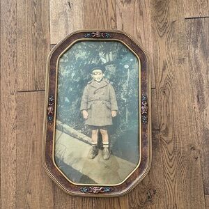 Vintage Bubble glass frame with Child Portrait